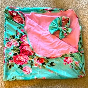 Posh Peanut swaddle with matching headband